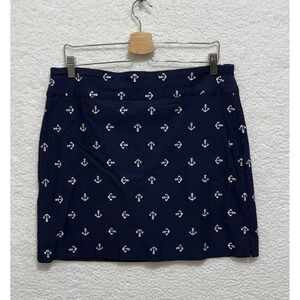 Charter Club Women Navy Blue Anchor Print A Line Skirt Size 14